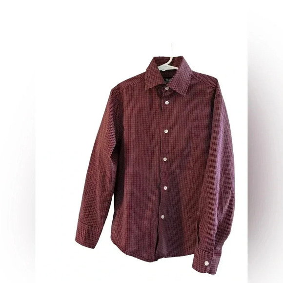 Kids Chaps Red and Blue Plaid Long Sleeve Button Down Dress Shirt Size 8 - Picture 1 of 5